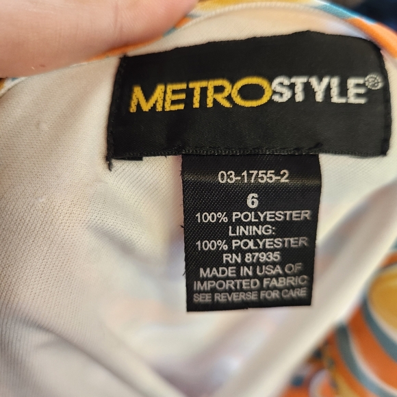 Metro Style Two Piece Vintage Vibes Retro Orange Dress Size 6 - Picture 5 of 5